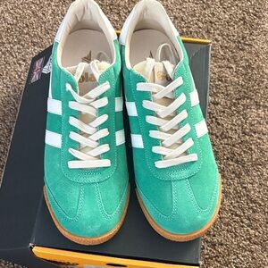 Gola Women's Turquoise Suede Athletic Sneakers with White Stripes